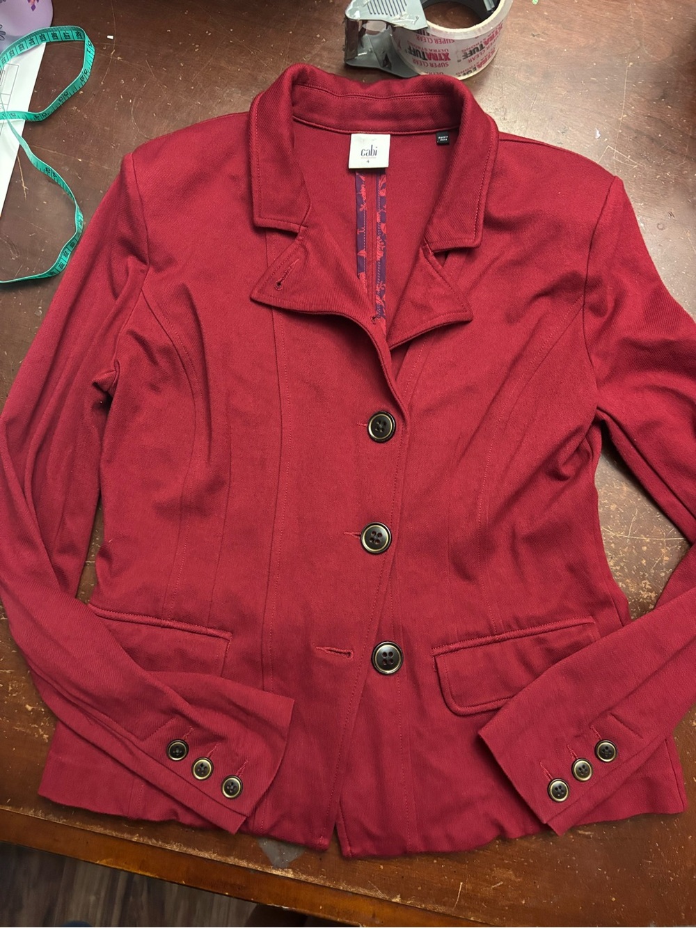 Cabi burgundy p coat blazer collar Grundge hippy sze 4 renaissance fare goth